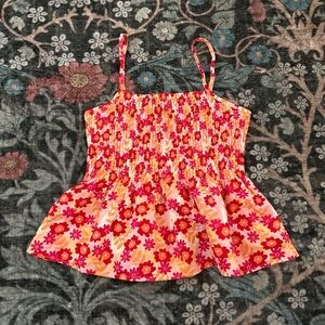 Freshman Pink & Peach Smocked Floral Cami